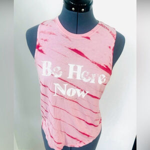Spiritual Gangster Size Small Be Here NOW Pink Tie Dye Casual Tank Top EUC